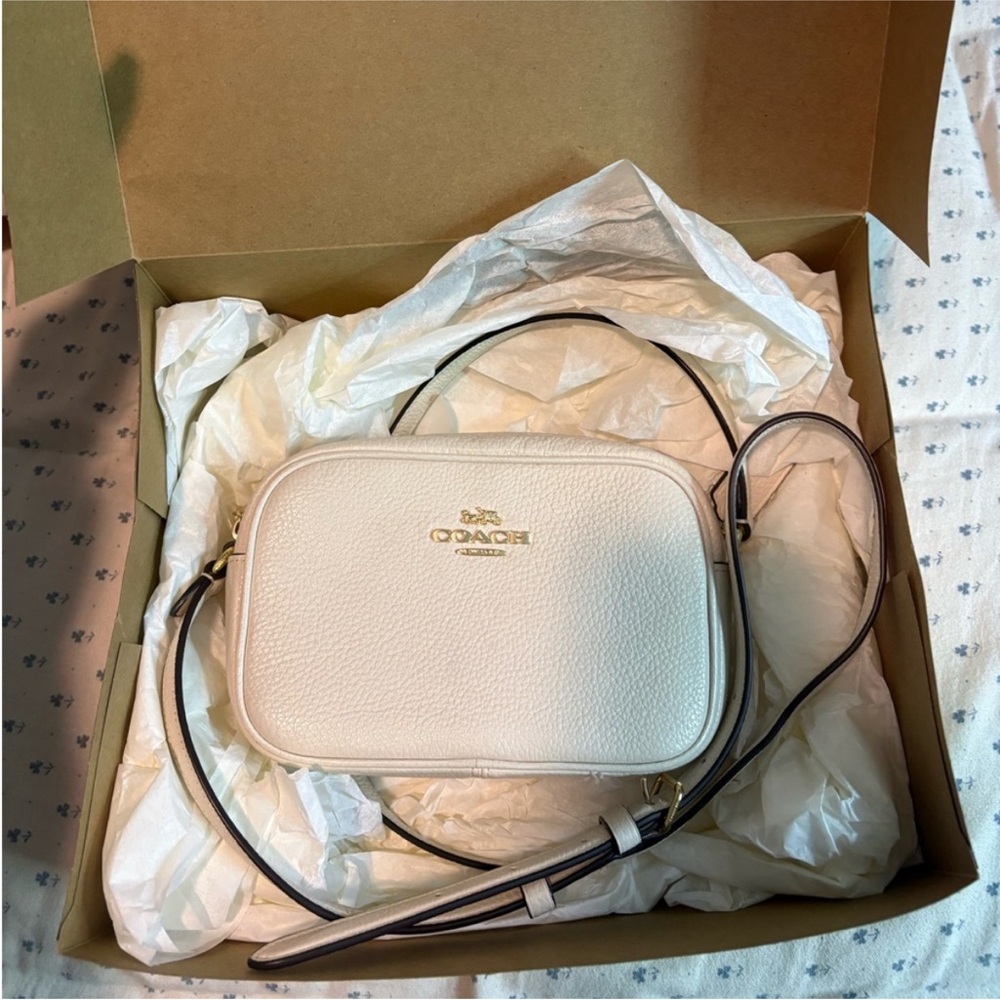Coach White Crossbody Bag with Gold Accents